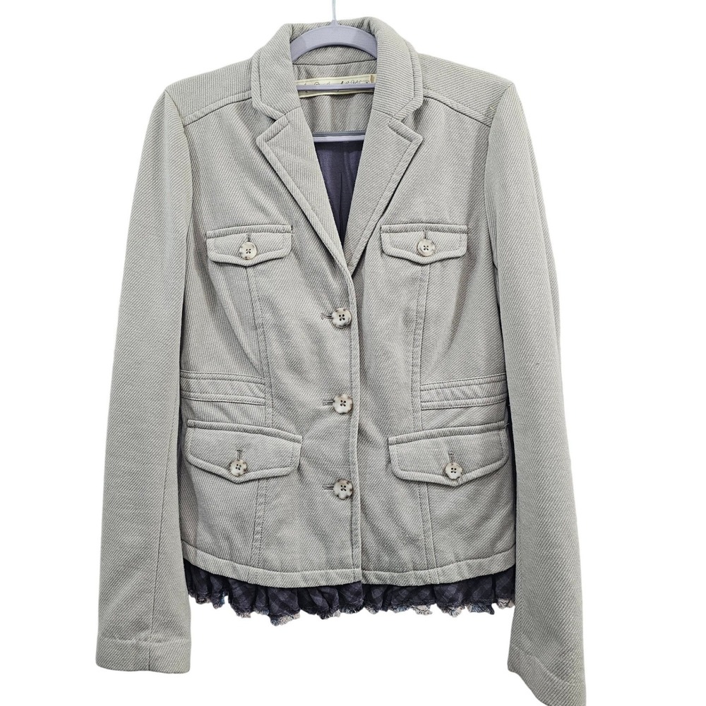 Daughters of the Liberation Gray Layered Blazer Jacket Ruffled Hem Size 8 EUC